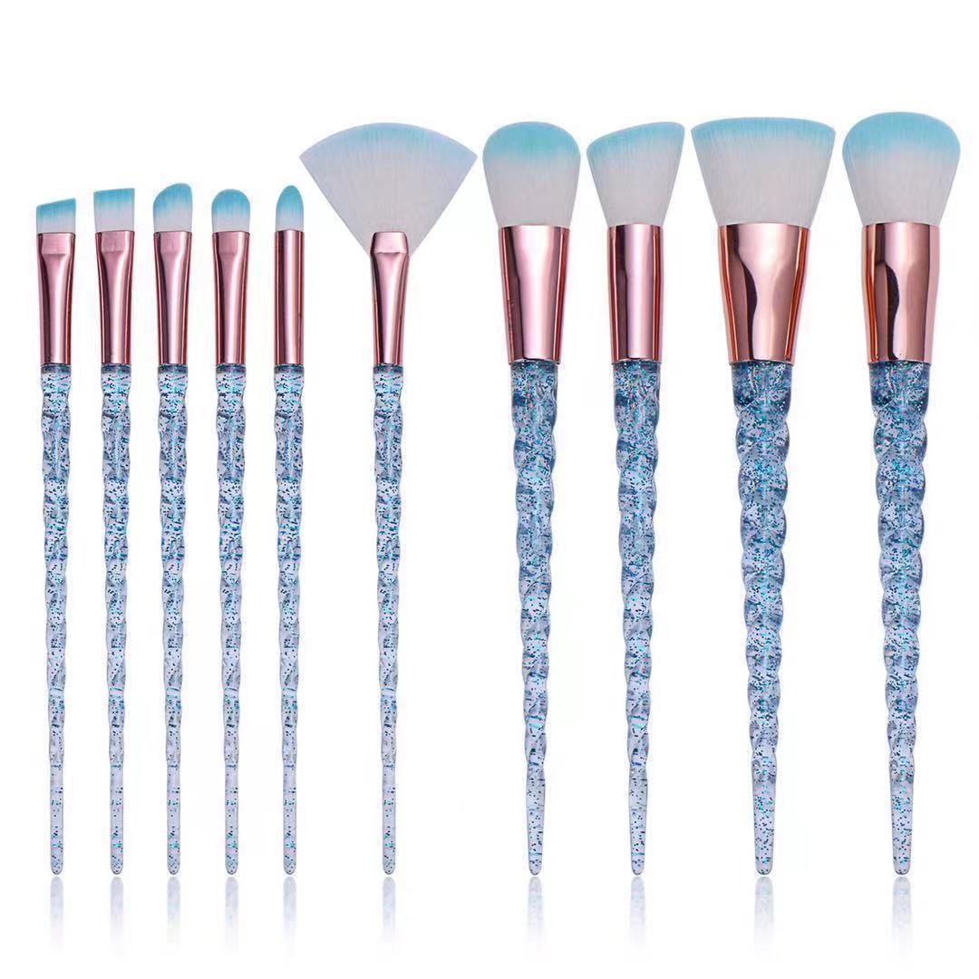 Set 10 Pinceaux Maquillage Licorne — Édition Paillettes